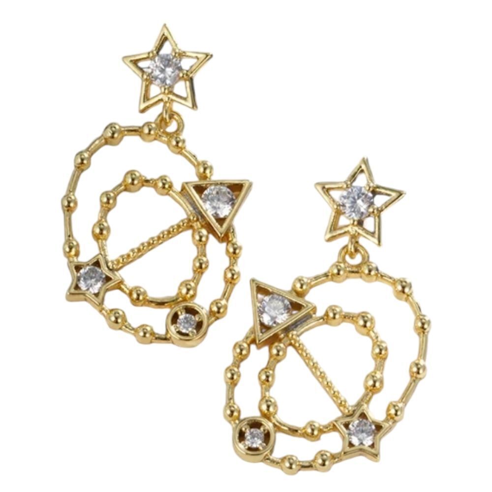 New! Celestial Orbit Star Dangle Earrings Gold Plated | NWOT